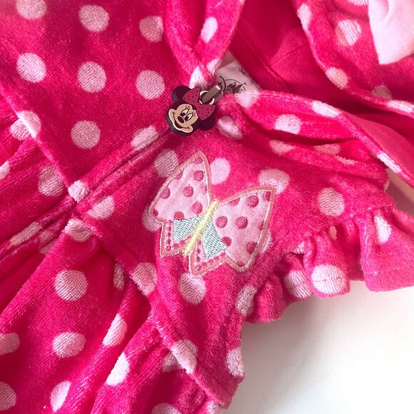 DISNEY Toddler Minnie Mouse Hooded Terry Polkadots Cover Up Dress in Pink Size 3 - Picture 5 of 9